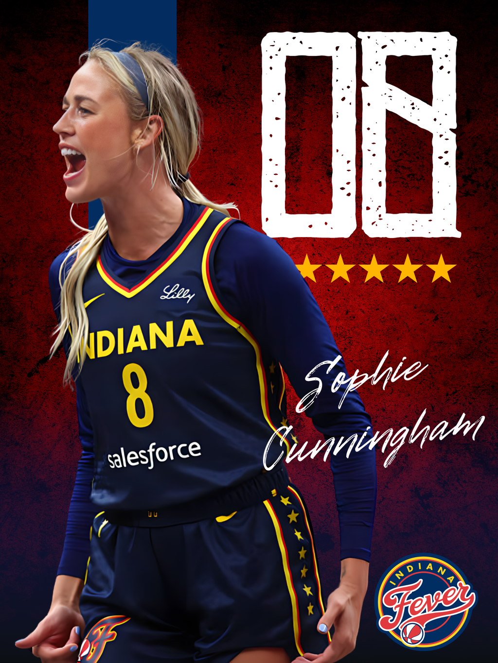 Sophie Cunningham Indiana fever WNBA Basketball Poster Large 18x24 inches, Gloss Finish
