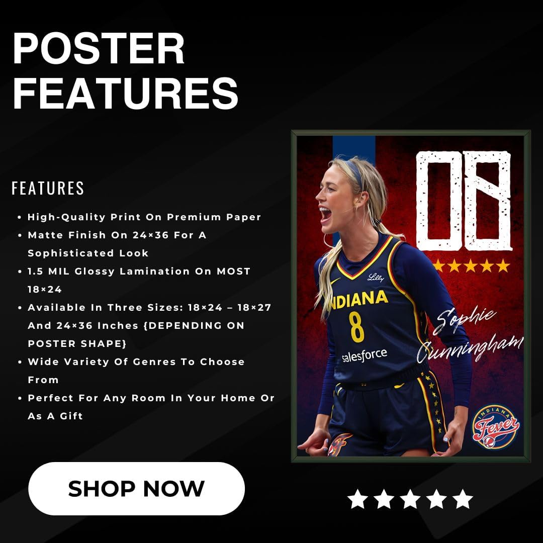 Sophie Cunningham Indiana fever WNBA Basketball Poster Large 18x24 inches, Gloss Finish