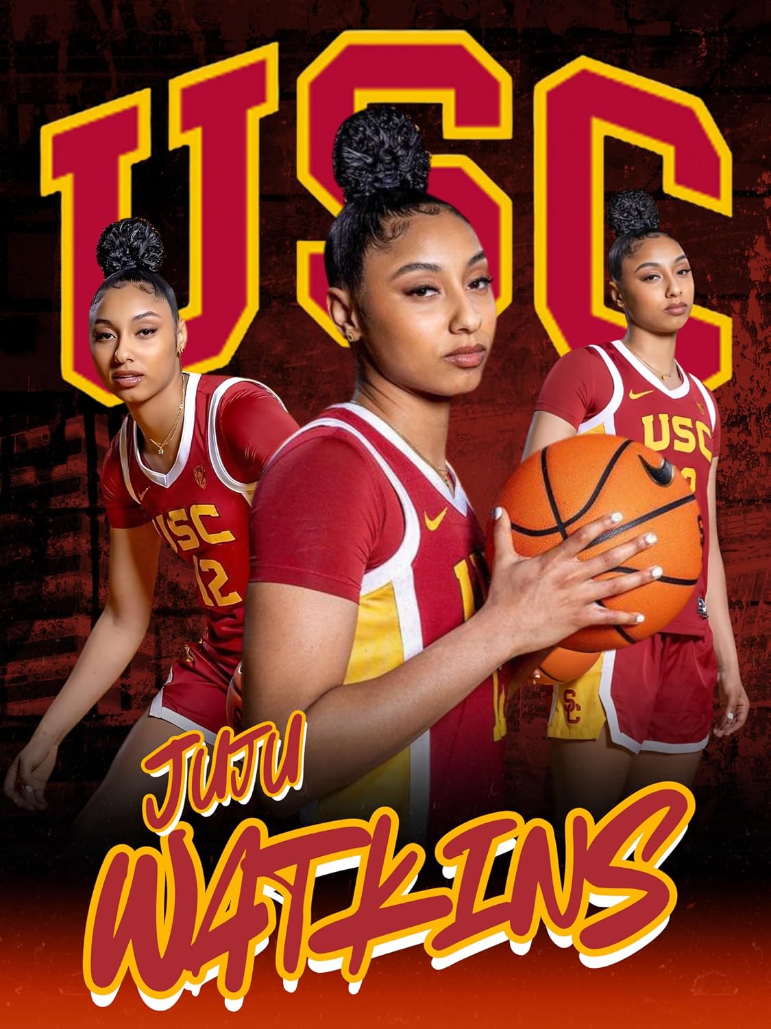 Juju Watkins USC Women's Basketball Poster Large18x24 inches, Gloss Finish
