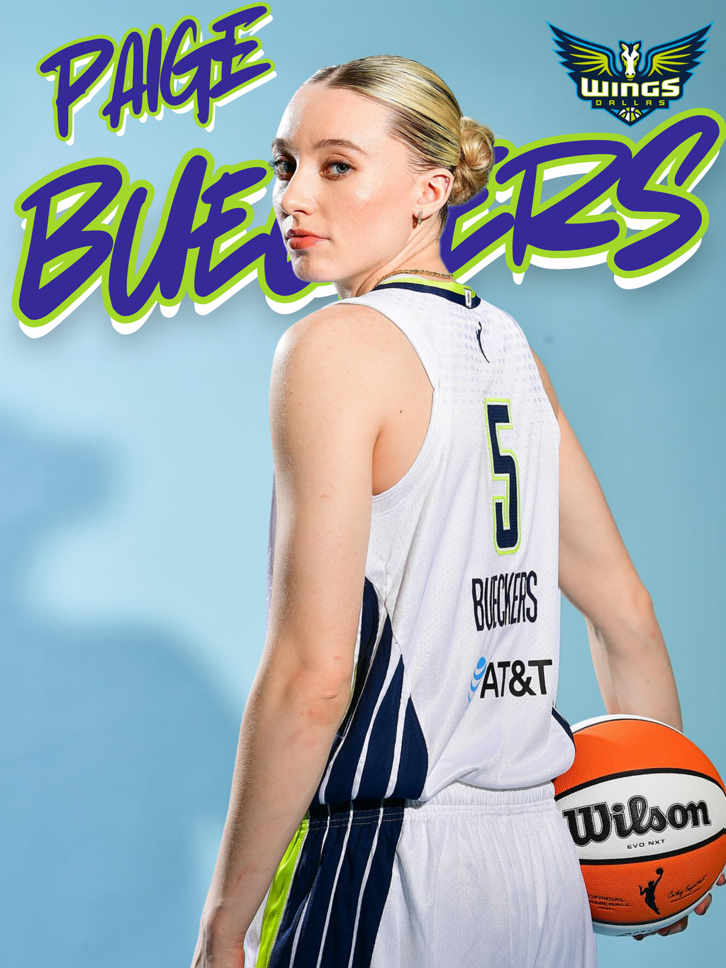 Paige Bueckers Dallas Wings WNBA Basketball Poster, Size Large 18x24 inches, Glossy Finish